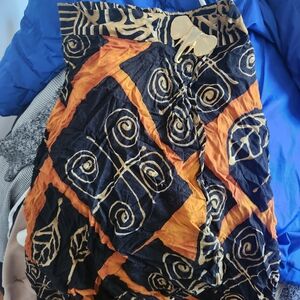 Tribal Print Orange and Black Skirt